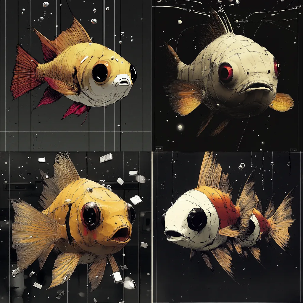 Stylistic Aquatic Fusion: Artistic Exploration of Iconic Fish ...